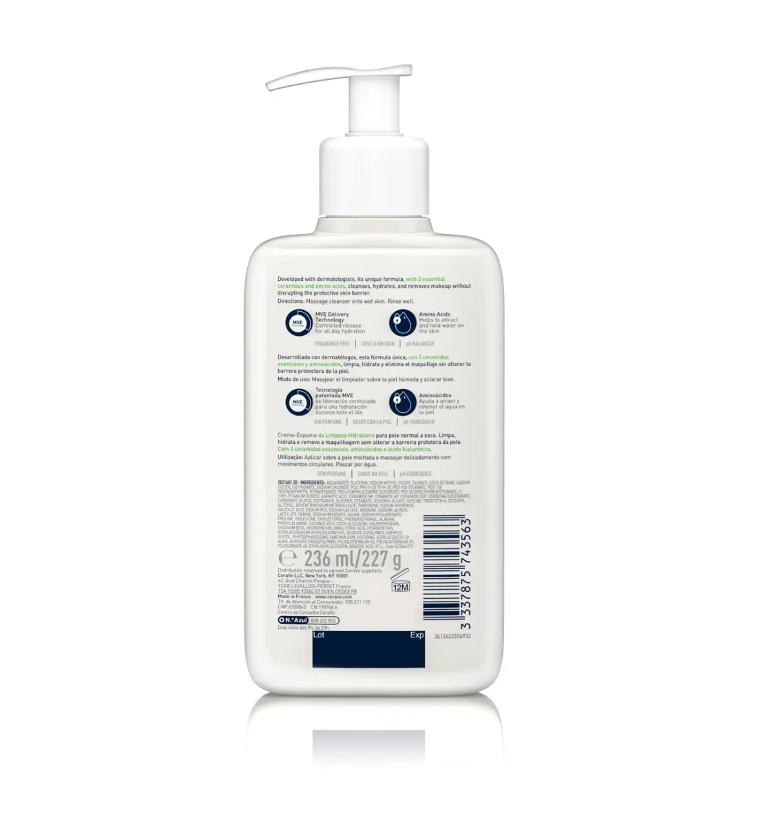 CERAVE Crema Limpiadora Espuma Hidratante 236 ml - Imagen 3