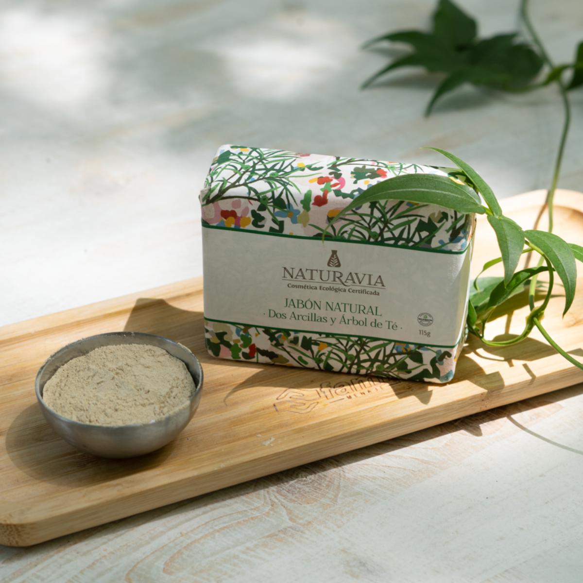 Naturavia – Jabón natural REGULADOR de dos arcillas y árbol del té | 115gr (outlet) - Imagen 2