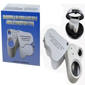 LUPA Lupa de joyería de 2 lentes luz LED, 30x, 60x,